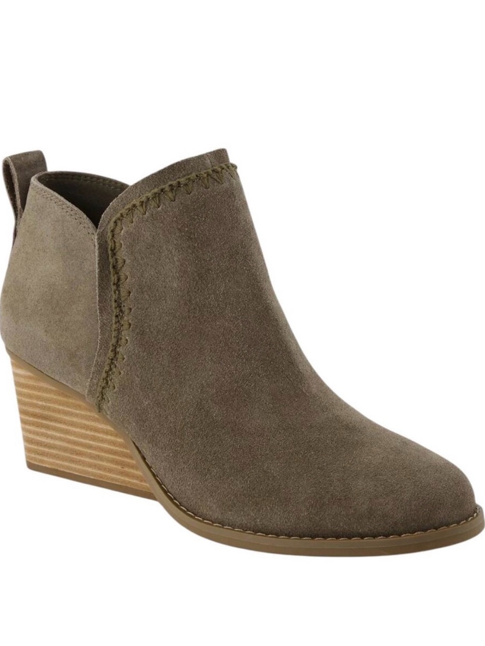 NWT TOMS Kaia Wedge Heel Suede Taupe Booties